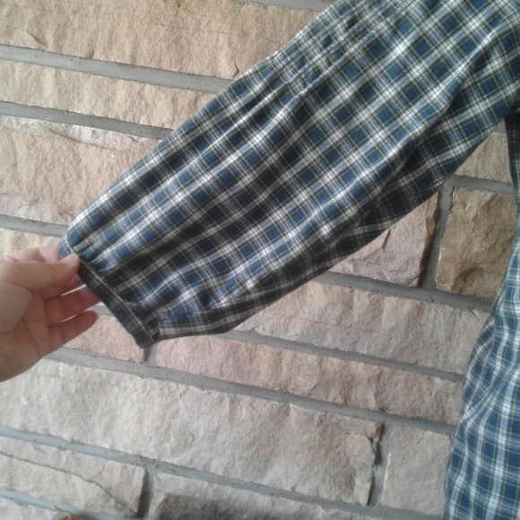 Gap Green Blue Plaid Flannel Blouse - Picture 4 of 5